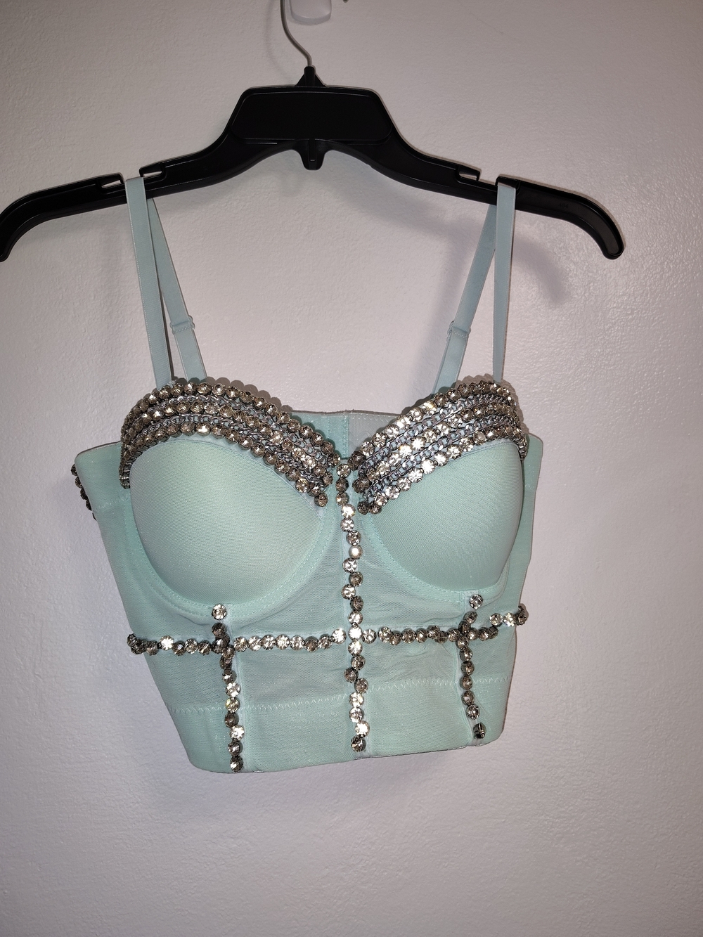 Mint Green Cropped Bustier Corset Top Size S Rare